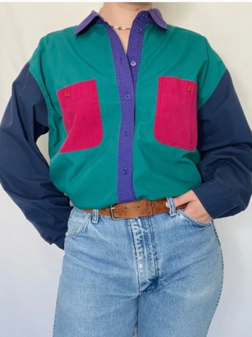 Vintage Cabin Creek 90's Colorblock Button Down Shirt Oversized 3X